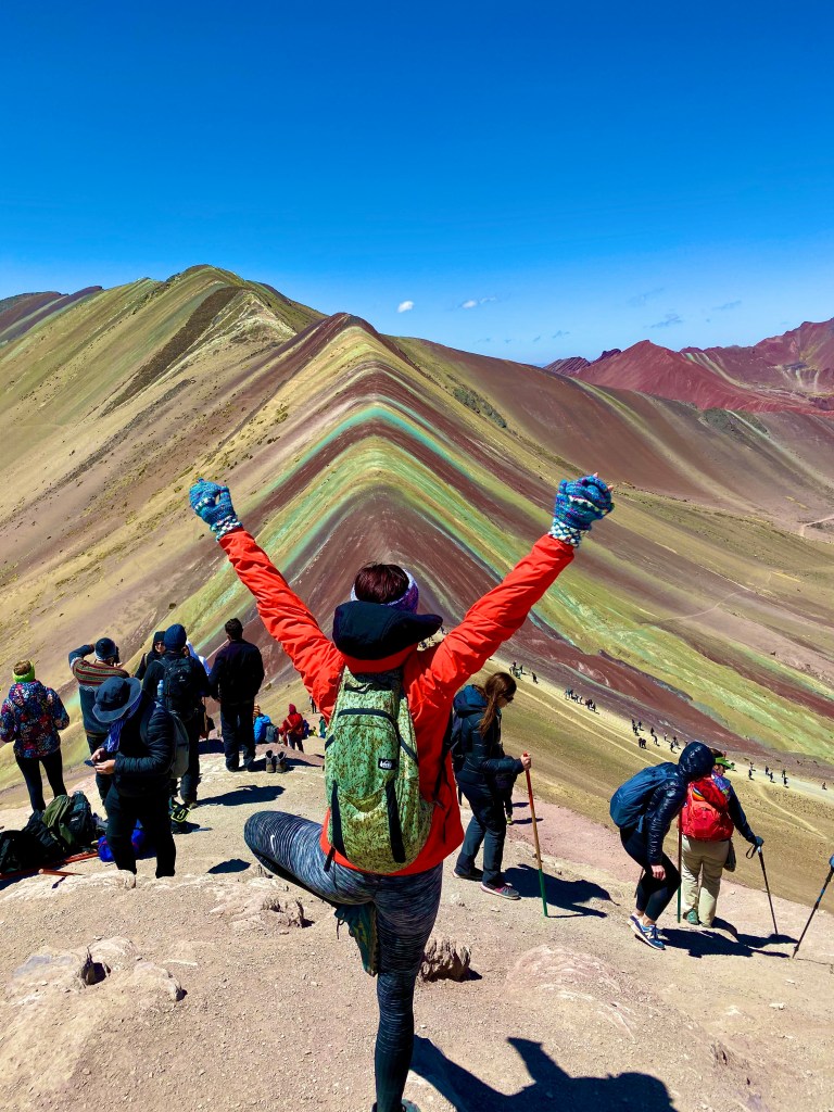 Peru, Vinicunca, Rainbow Mountain, hiker